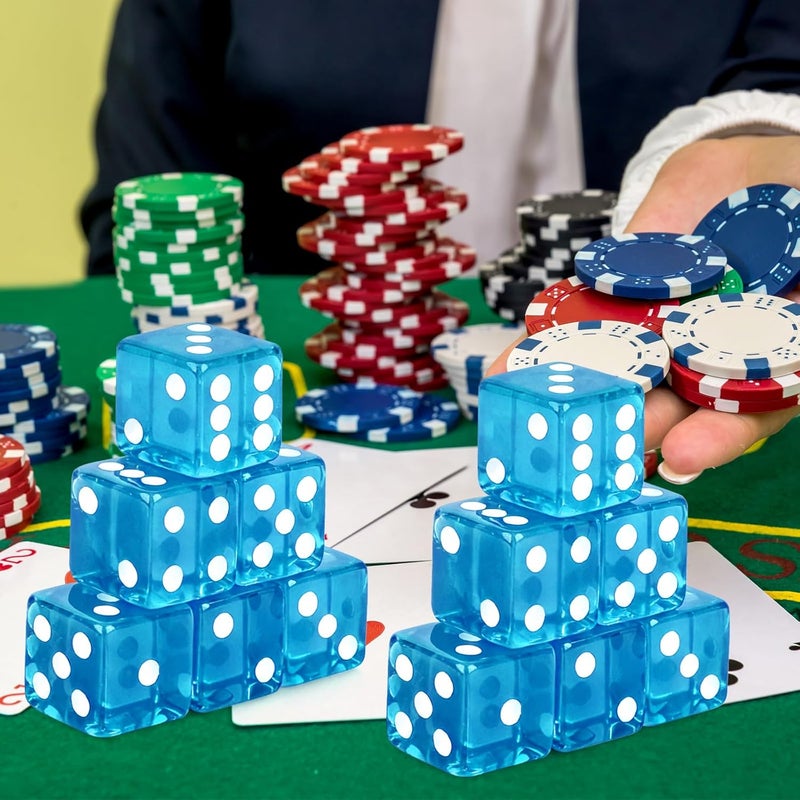 Abilat 12 Pieces 19mm Casino Dice Set Translucent 6 Sided Game Dices Square Corner Acrylic Dice for Casino Vegas Theme Birthday Party Supplies Board Games Classroom Teaching (Light Blue) - Image 3